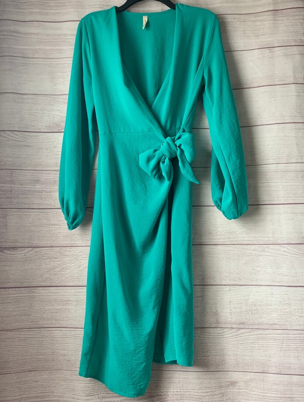 Tyche Turquoise Wrap Midi Dress Size Medium